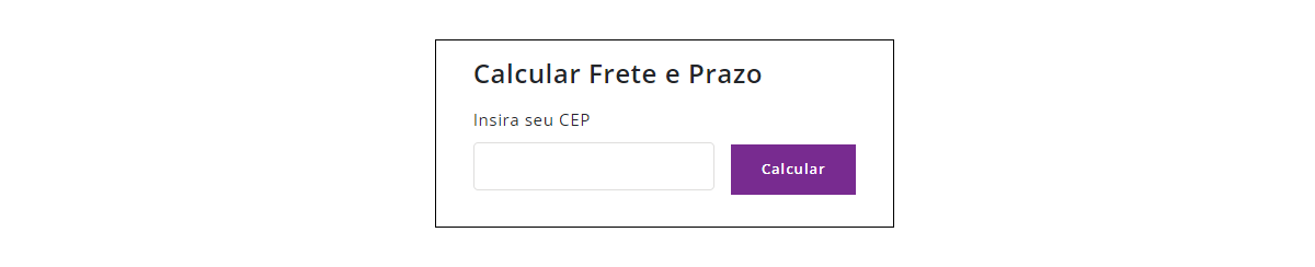 Captura de tela do campo Calcular Frete e Prazo, presente na página do produto e no carrinho de compras do site da loja Simbólika.