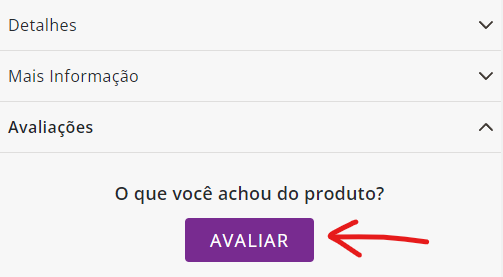 Versão em celular do passo 1 do tutorial de como fazer uma avaliação de produto no site da loja Simbólika.