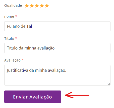 Passo 2 do tutorial de como fazer uma avaliação de produto no site da loja Simbólika.
